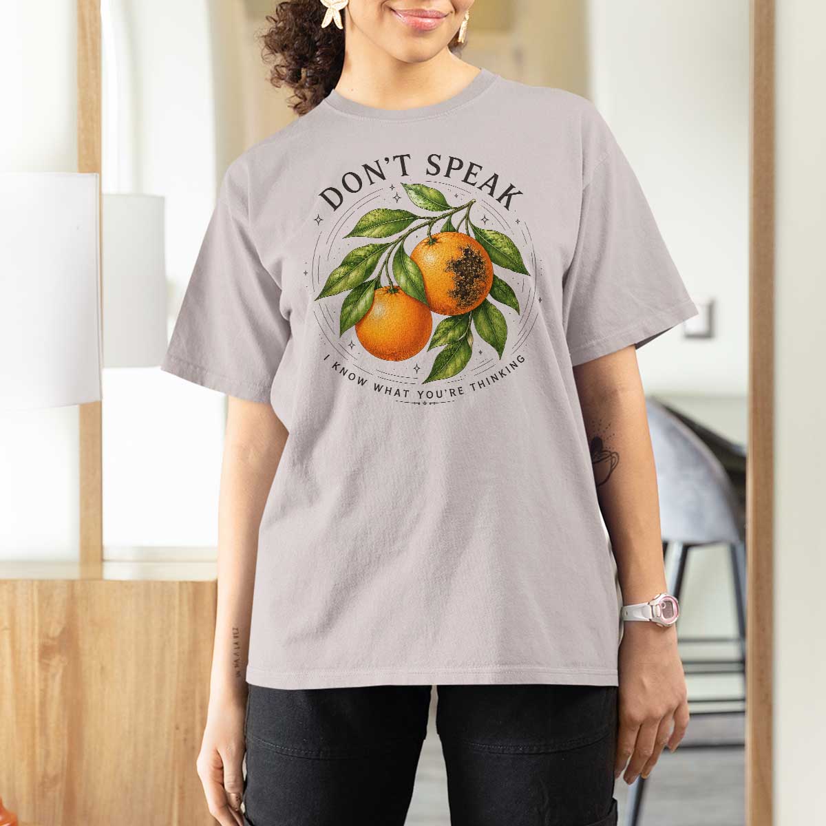 Subtle FDT T Shirt For Women Dont Speak Orange Graphic Retro Vintage