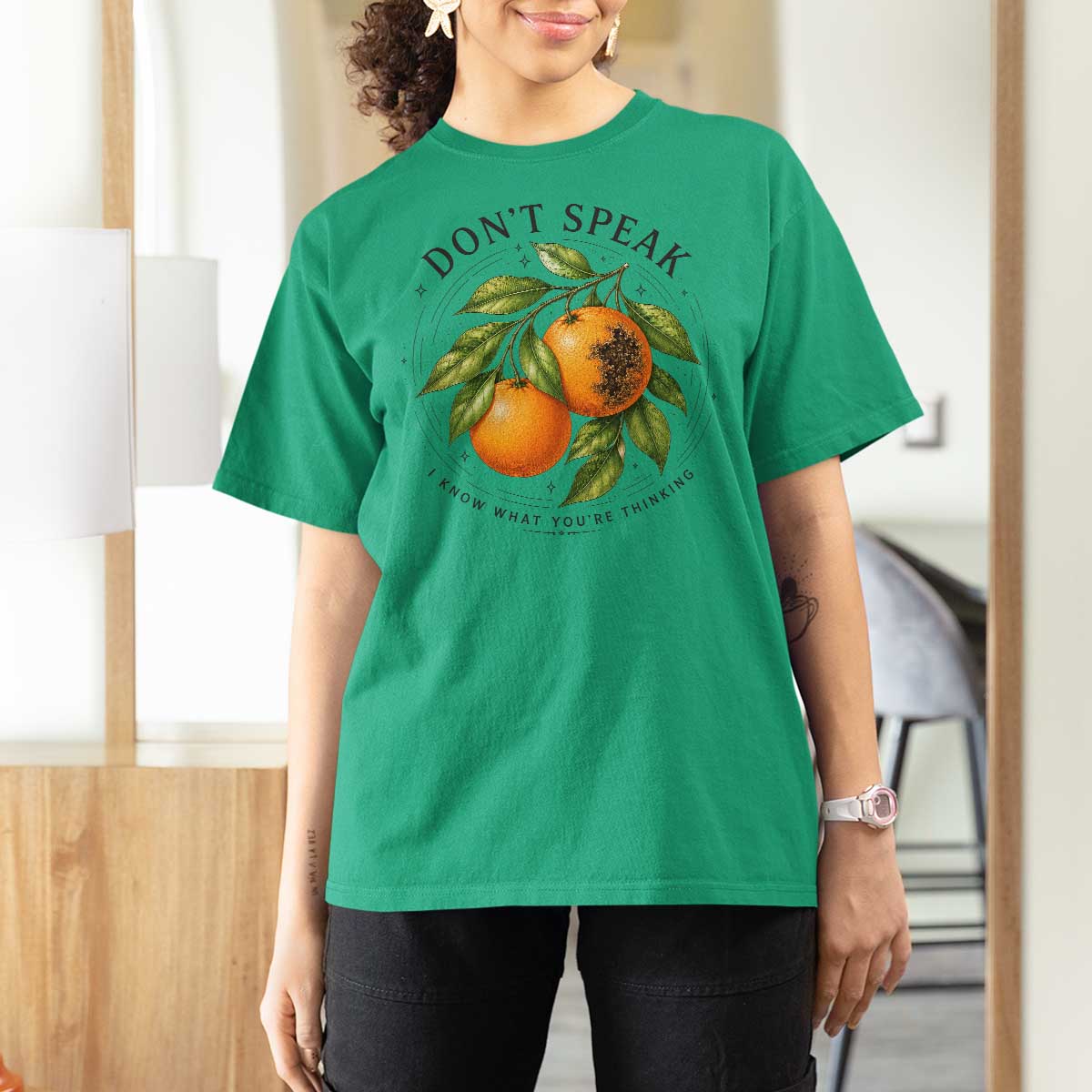 Subtle FDT T Shirt For Women Dont Speak Orange Graphic Retro Vintage