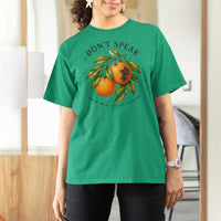 Subtle FDT T Shirt For Women Dont Speak Orange Graphic Retro Vintage