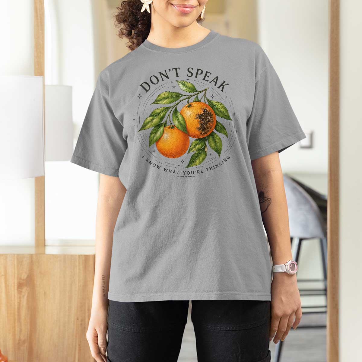 Subtle FDT T Shirt For Women Dont Speak Orange Graphic Retro Vintage