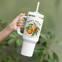 Subtle FDT Tumbler With Handle Dont Speak Orange Graphic Retro Vintage