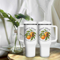 Subtle FDT Tumbler With Handle Dont Speak Orange Graphic Retro Vintage
