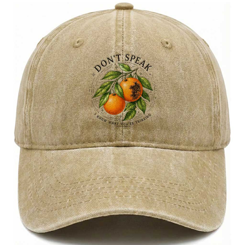 Subtle FDT Washed Cotton Baseball Cap Dont Speak Orange Graphic Retro Vintage