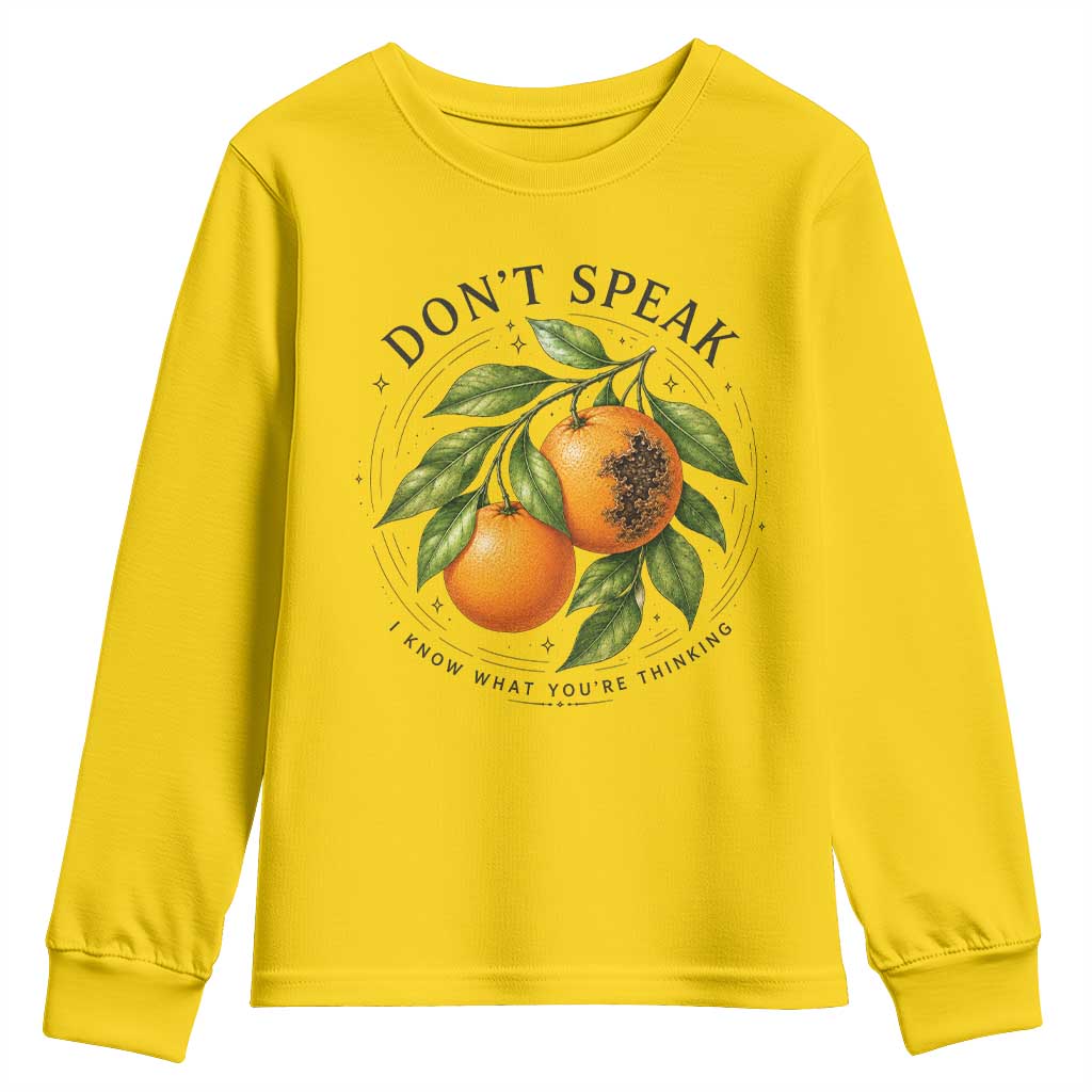 Subtle FDT Youth Sweatshirt Dont Speak Orange Graphic Retro Vintage