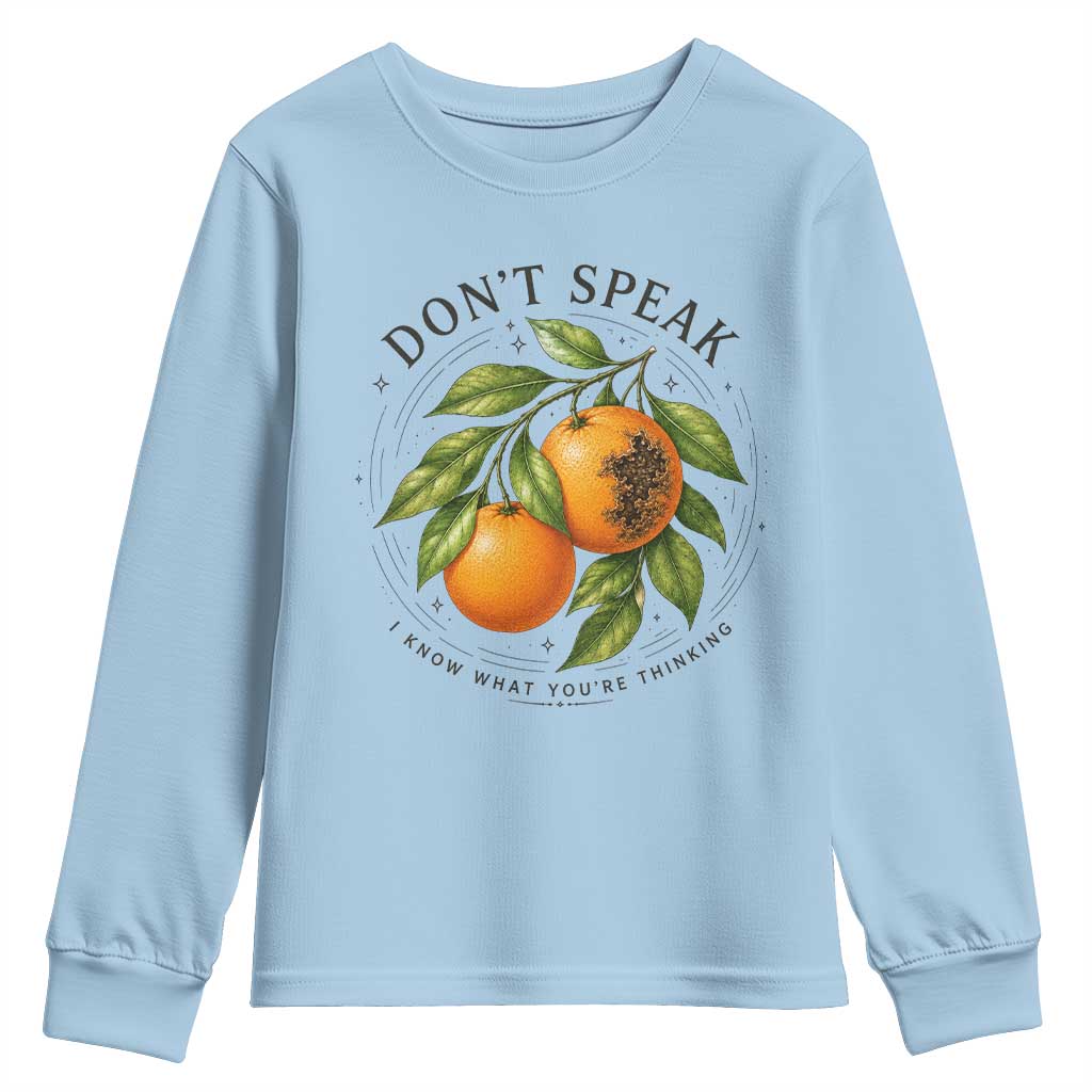 Subtle FDT Youth Sweatshirt Dont Speak Orange Graphic Retro Vintage