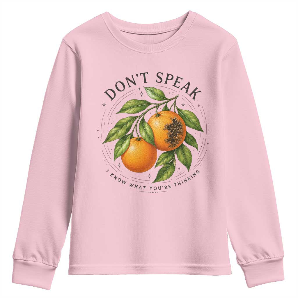 Subtle FDT Youth Sweatshirt Dont Speak Orange Graphic Retro Vintage