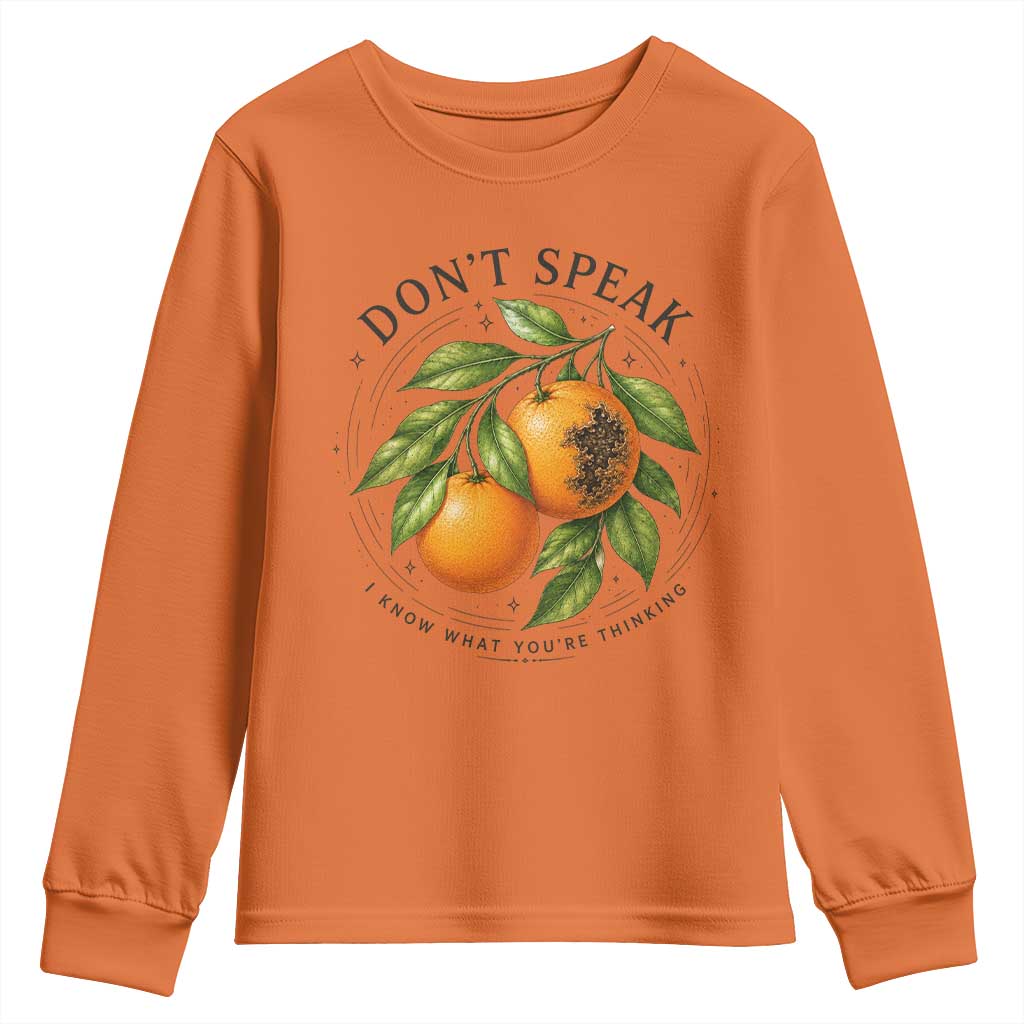 Subtle FDT Youth Sweatshirt Dont Speak Orange Graphic Retro Vintage