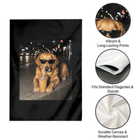 Funny Golden Retriever Iced Coffee Garden Flag Grunge Silly Meme Graphic Funny Dog Lover