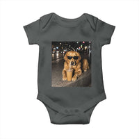 Funny Golden Retriever Iced Coffee Baby Onesie Grunge Silly Meme Graphic Funny Dog Lover