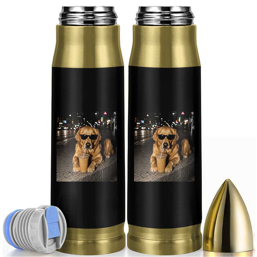 Funny Golden Retriever Iced Coffee Bullet Tumbler Grunge Silly Meme Graphic Funny Dog Lover
