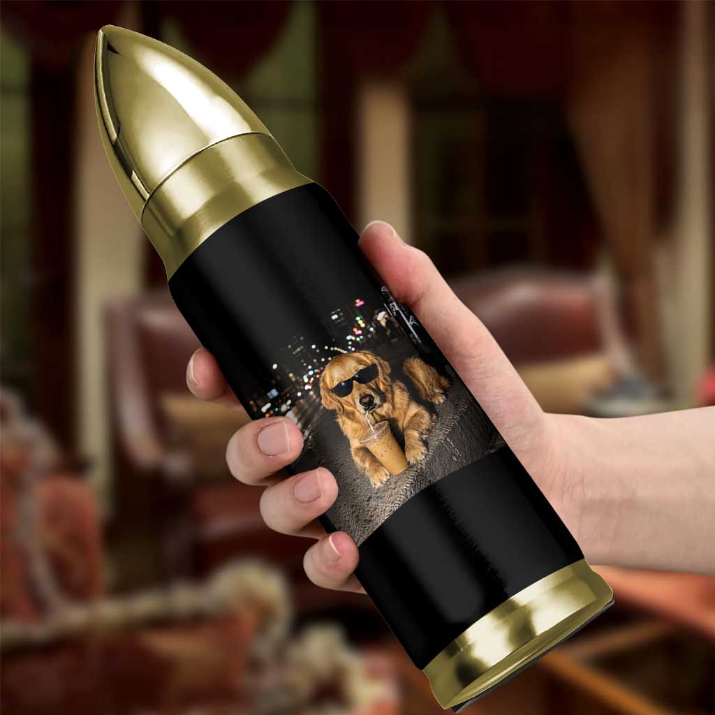 Funny Golden Retriever Iced Coffee Bullet Tumbler Grunge Silly Meme Graphic Funny Dog Lover