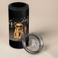 Funny Golden Retriever Iced Coffee 4 in 1 Can Cooler Tumbler Grunge Silly Meme Graphic Funny Dog Lover