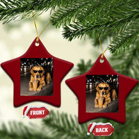 Funny Golden Retriever Iced Coffee Ceramic Ornament Grunge Silly Meme Graphic Funny Dog Lover