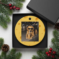 Funny Golden Retriever Iced Coffee Ceramic Ornament Grunge Silly Meme Graphic Funny Dog Lover