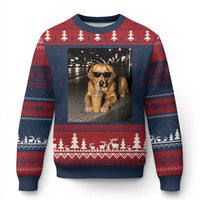Funny Golden Retriever Iced Coffee Ugly Christmas Sweater Grunge Silly Meme Graphic Funny Dog Lover