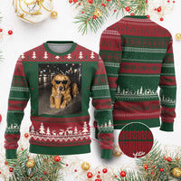 Funny Golden Retriever Iced Coffee Ugly Christmas Sweater Grunge Silly Meme Graphic Funny Dog Lover