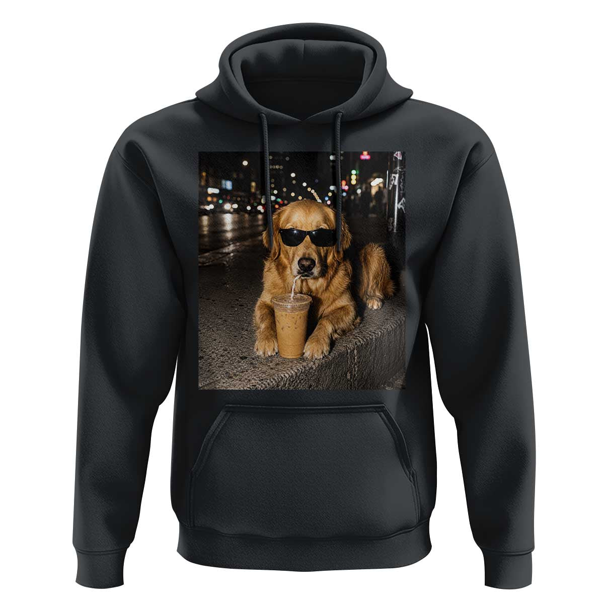 Funny Golden Retriever Iced Coffee Hoodie Grunge Silly Meme Graphic Funny Dog Lover