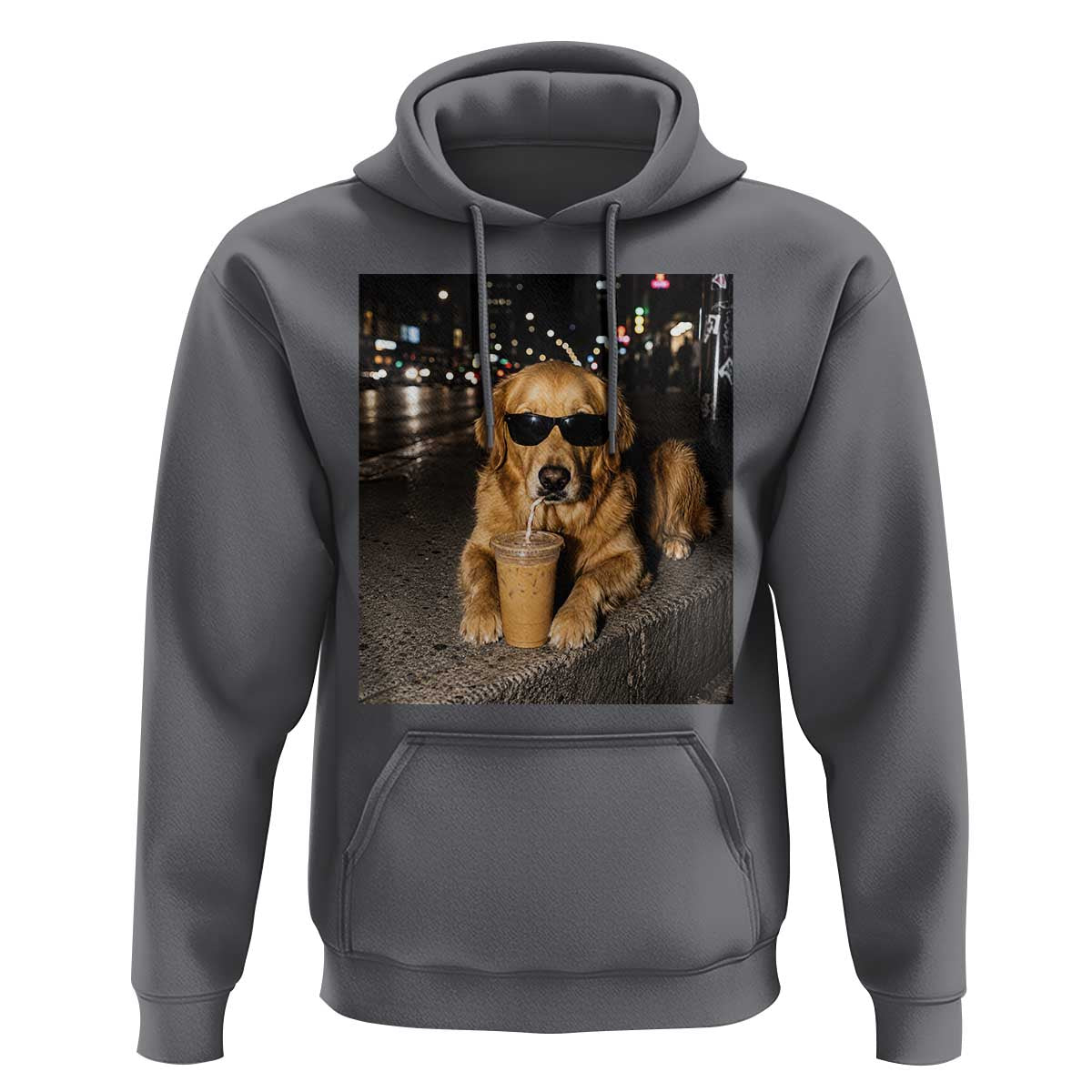Funny Golden Retriever Iced Coffee Hoodie Grunge Silly Meme Graphic Funny Dog Lover