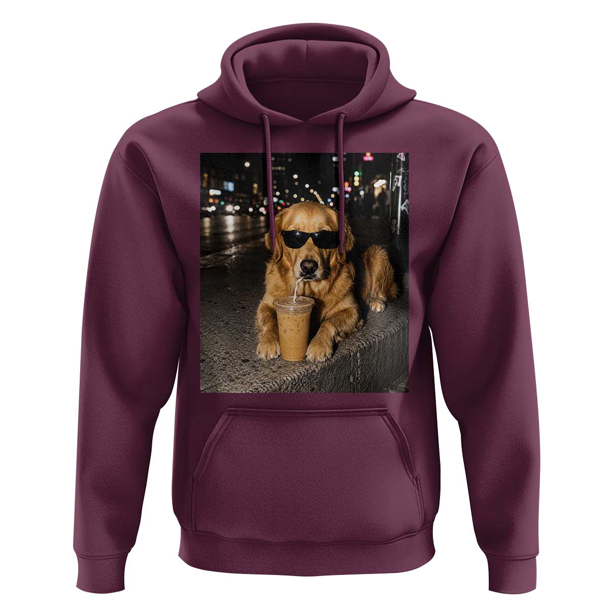 Funny Golden Retriever Iced Coffee Hoodie Grunge Silly Meme Graphic Funny Dog Lover