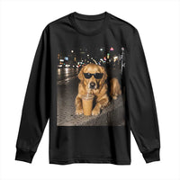 Funny Golden Retriever Iced Coffee Long Sleeve Shirt Grunge Silly Meme Graphic Funny Dog Lover
