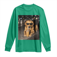 Funny Golden Retriever Iced Coffee Long Sleeve Shirt Grunge Silly Meme Graphic Funny Dog Lover