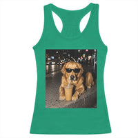 Funny Golden Retriever Iced Coffee Racerback Tank Top Grunge Silly Meme Graphic Funny Dog Lover