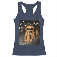 Funny Golden Retriever Iced Coffee Racerback Tank Top Grunge Silly Meme Graphic Funny Dog Lover