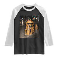 Funny Golden Retriever Iced Coffee Raglan Shirt Grunge Silly Meme Graphic Funny Dog Lover