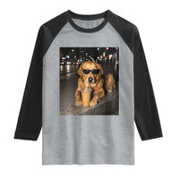 Funny Golden Retriever Iced Coffee Raglan Shirt Grunge Silly Meme Graphic Funny Dog Lover