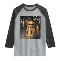 Funny Golden Retriever Iced Coffee Raglan Shirt Grunge Silly Meme Graphic Funny Dog Lover