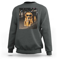 Funny Golden Retriever Iced Coffee Sweatshirt Grunge Silly Meme Graphic Funny Dog Lover
