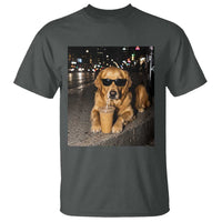 Funny Golden Retriever Iced Coffee T Shirt Grunge Silly Meme Graphic Funny Dog Lover