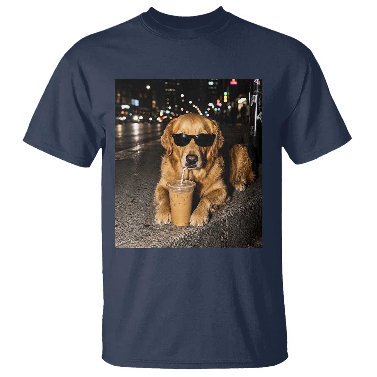 Funny Golden Retriever Iced Coffee T Shirt Grunge Silly Meme Graphic Funny Dog Lover