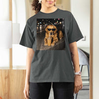 Funny Golden Retriever Iced Coffee T Shirt For Women Grunge Silly Meme Graphic Funny Dog Lover
