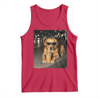 Funny Golden Retriever Iced Coffee Tank Top Grunge Silly Meme Graphic Funny Dog Lover