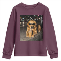Funny Golden Retriever Iced Coffee Youth Sweatshirt Grunge Silly Meme Graphic Funny Dog Lover
