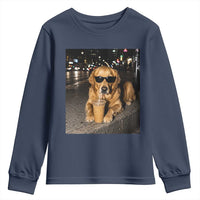 Funny Golden Retriever Iced Coffee Youth Sweatshirt Grunge Silly Meme Graphic Funny Dog Lover