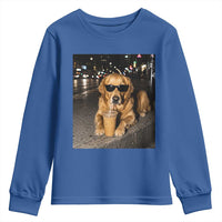 Funny Golden Retriever Iced Coffee Youth Sweatshirt Grunge Silly Meme Graphic Funny Dog Lover