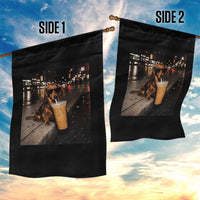 Dachshund Iced Coffee Garden Flag Grunge Meme Graphic Funny Weiner Dog Lovers Dad