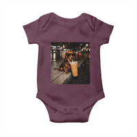 Dachshund Iced Coffee Baby Onesie Grunge Meme Graphic Funny Weiner Dog Lovers Dad