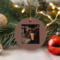 Dachshund Iced Coffee Ceramic Ornament Grunge Meme Graphic Funny Weiner Dog Lovers Dad