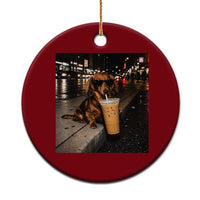 Dachshund Iced Coffee Ceramic Ornament Grunge Meme Graphic Funny Weiner Dog Lovers Dad