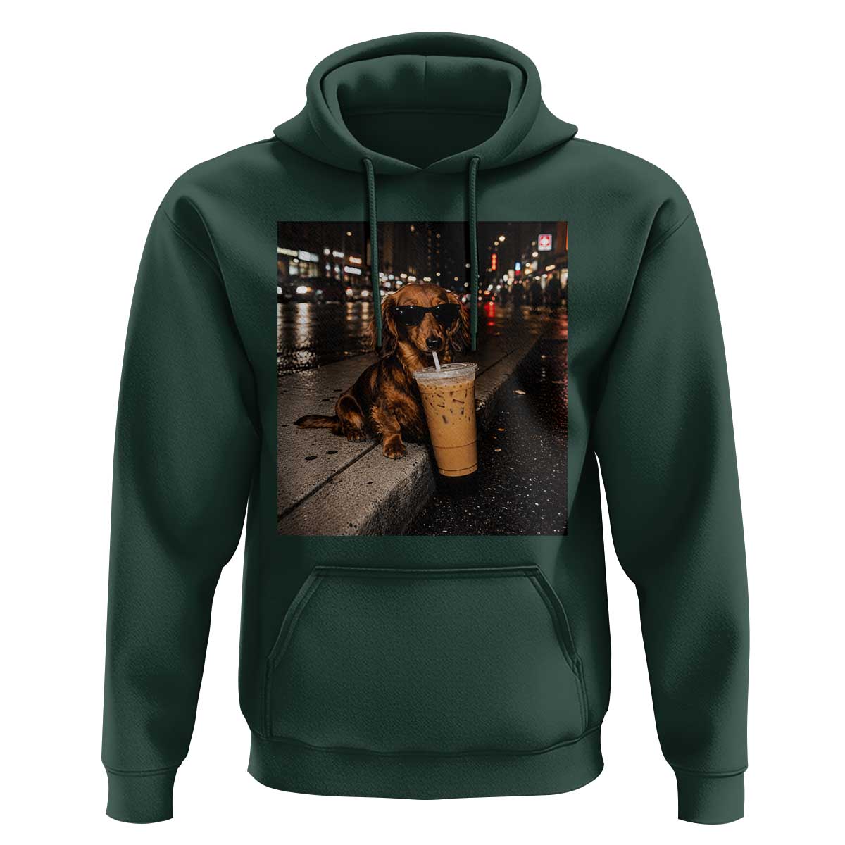 Dachshund Iced Coffee Hoodie Grunge Meme Graphic Funny Weiner Dog Lovers Dad