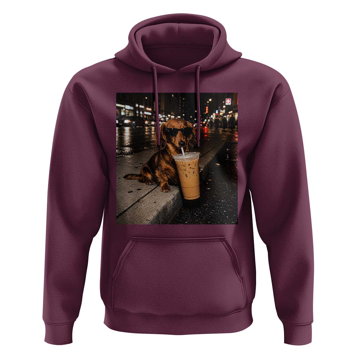 Dachshund Iced Coffee Hoodie Grunge Meme Graphic Funny Weiner Dog Lovers Dad