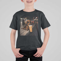 Dachshund Iced Coffee T Shirt For Kid Grunge Meme Graphic Funny Weiner Dog Lovers Dad