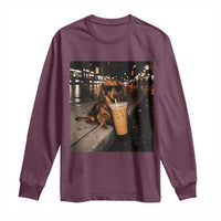 Dachshund Iced Coffee Long Sleeve Shirt Grunge Meme Graphic Funny Weiner Dog Lovers Dad