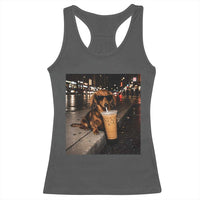 Dachshund Iced Coffee Racerback Tank Top Grunge Meme Graphic Funny Weiner Dog Lovers Dad