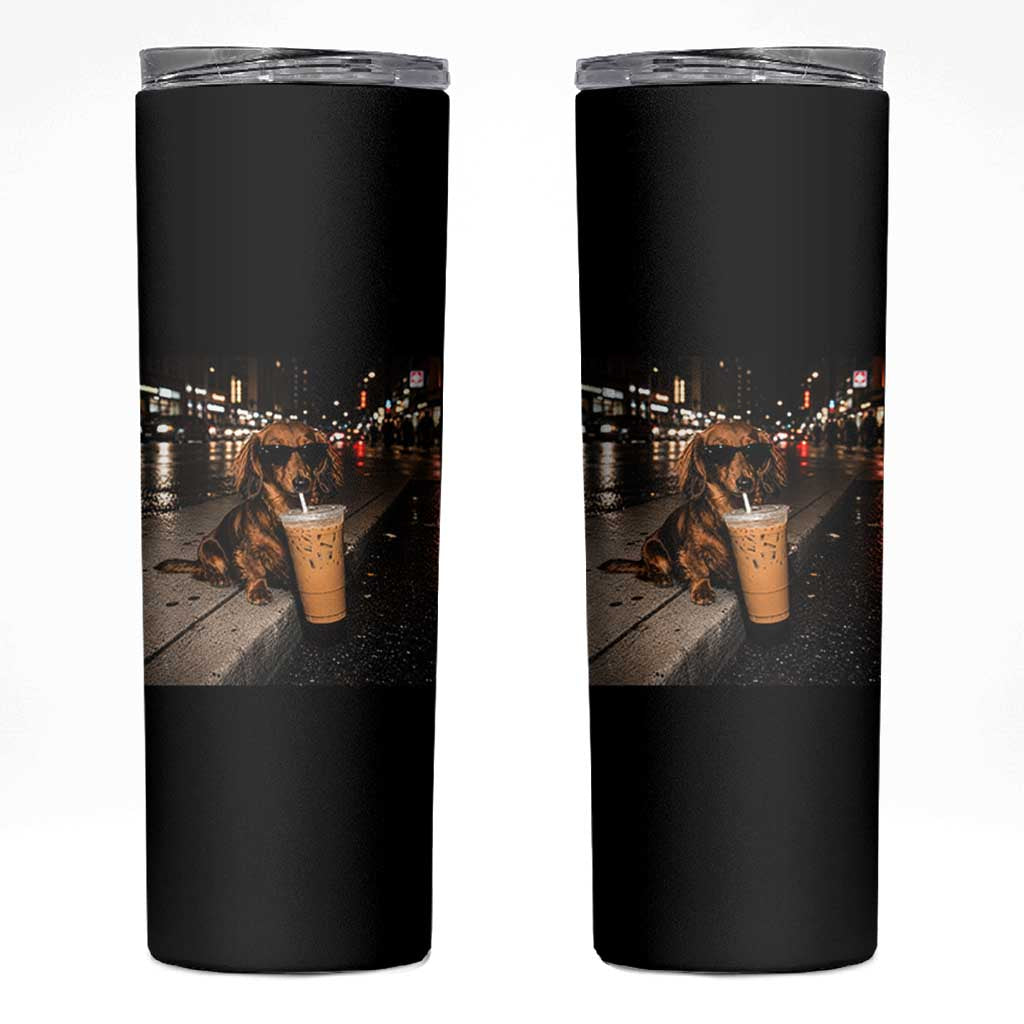 Dachshund Iced Coffee Skinny Tumbler Grunge Meme Graphic Funny Weiner Dog Lovers Dad