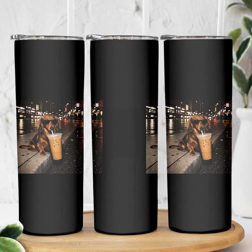 Dachshund Iced Coffee Skinny Tumbler Grunge Meme Graphic Funny Weiner Dog Lovers Dad
