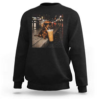Dachshund Iced Coffee Sweatshirt Grunge Meme Graphic Funny Weiner Dog Lovers Dad